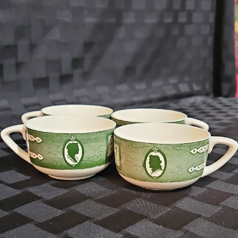 Royal China Colonial Homestead Coffee/Tea Cups Made in U.S.A. 1950s, Set of 4